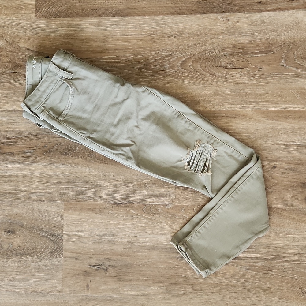 AE Olive Pants Next Level Stretch Distressed
